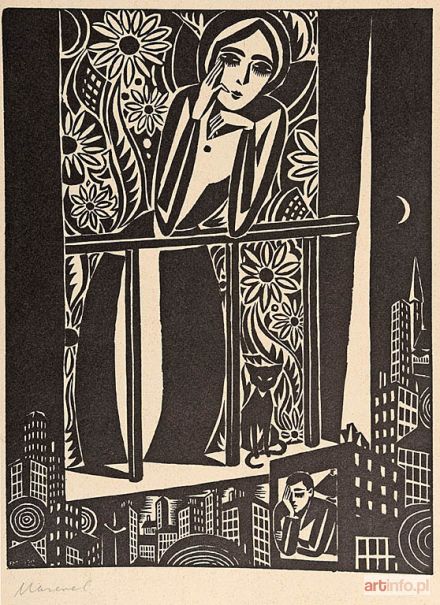 MASEREEL Frans | DZIEWCZYNA Z KOTEM NA BALKONIE, 1932