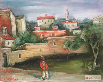 MENKES Zygmunt Józef (Sigmund, Sigmond) | Promeneur dans un village (ca.1926)