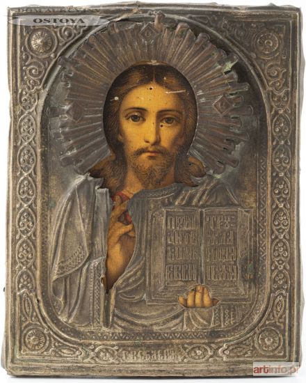 IKONA, CHRYSTUS PANTOKRATOR, Rosja, pocz. XX w.