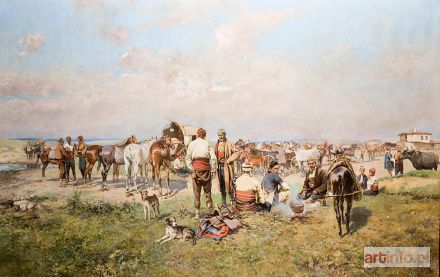 AJDUKIEWICZ Tadeusz | Targ koński. Na stepie, ok.1890