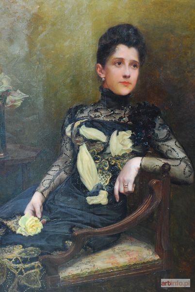 CASALONGA-KAUB Alice | Portret kobiety z żółtą różą, 1900