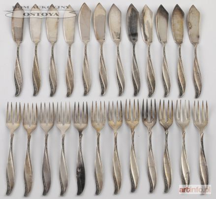 SZTUĆCE DO RYB MODEL AMERYKAŃSKI na 12 osób, Polska, Warszawa, Hefra, ok. 1965