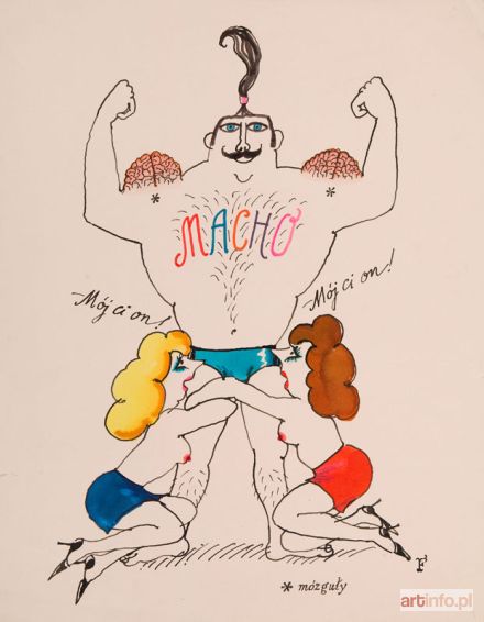 FLISAK Jerzy | Macho - ilustracja satyryczna, lata 90. XX w.