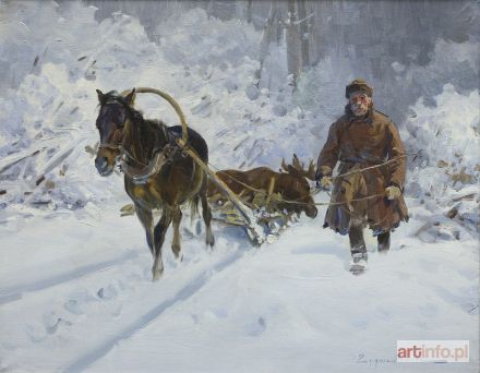 WASILEWSKI (Ignacy ZYGMUNTOWICZ) Czesław | POWRÓT Z POLOWANIA Z ŁOSIEM, ok. 1930