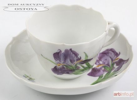 FILIŻANKA Z IRYSEM, Saksonia, Miśnia, ok. 1935