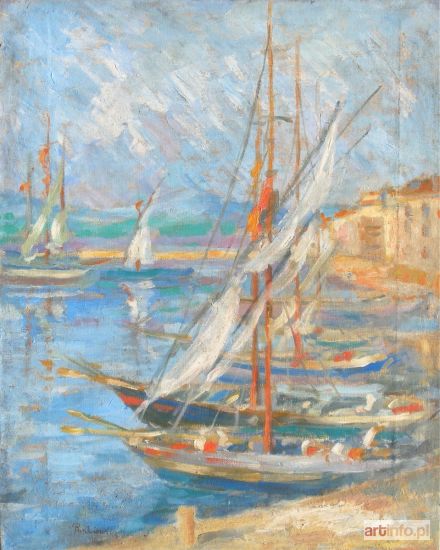 PANKIEWICZ Józef | Widok łodzi w porcie Saint-Tropez, 1909