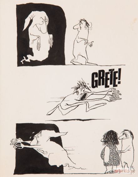 KOBYLIŃSKI Szymon | Grete!, ilustracja satyryczna, 1975 r.