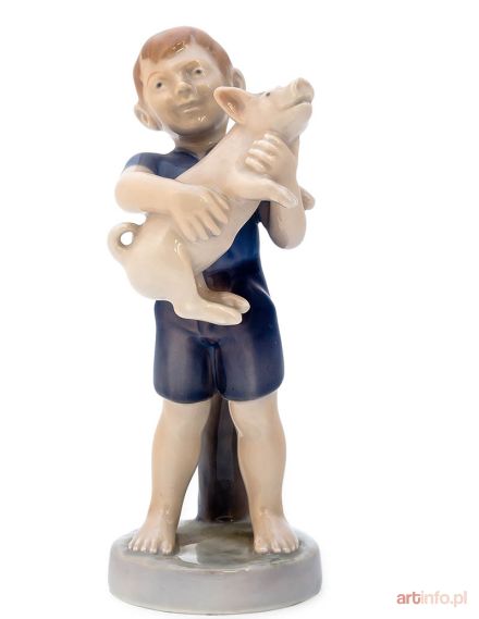 Figurka chłopca z prosiaczkiem Royal Copenhagen, l. 1975–1979