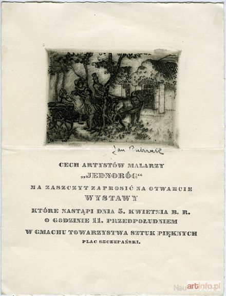 RUBCZAK Jan (Dubczak) | Zaproszenie na wystawę Cechu Jednoróg, 1925