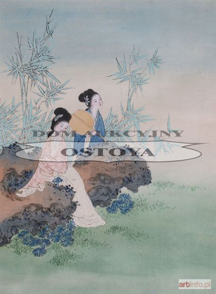 Malarz chiński | DWIE KOBIETY PRZY SKALE, poł. XX w.