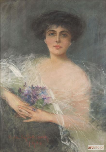 AJDUKIEWICZ Julian | Dama z bukietem fiołków, 1916 r.