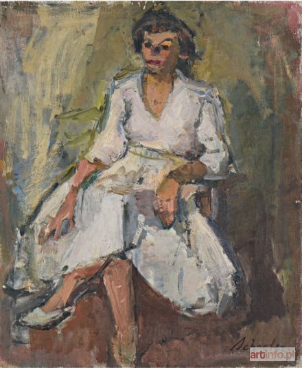 SCHRETER (Szreter) Zygmunt | Femme assise à la robe blanche