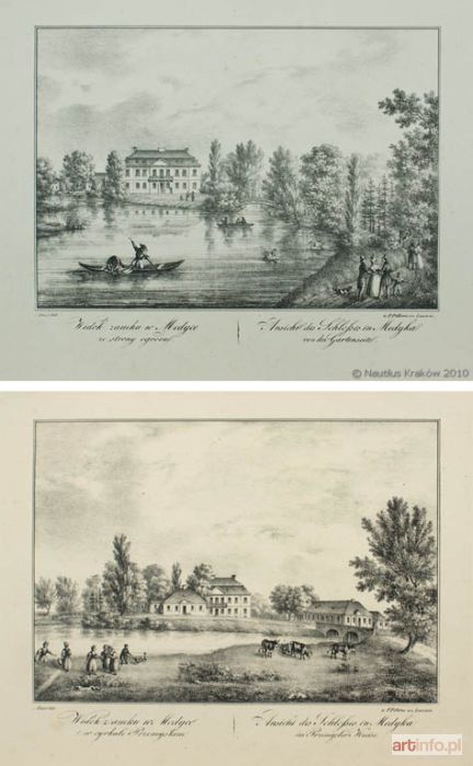 AUER Karol | Medyka, 1837; Widok zamku w Medyce w cyrkule przemyskim, 1837 (zespół dwóch prac)