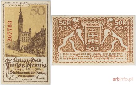 PIENIĄDZ WOJENNY, 50 fenigów, Gdańsk, 1.11.1918