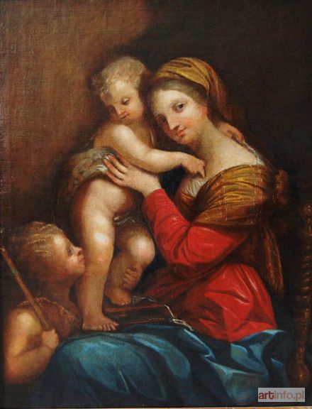 ARTYSTA nieokreślony, XVII/XVIII w. | Madonna z Dzieciątkiem i św. Janem Chrzcicielem