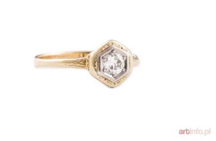 Pierścionek z brylantem, l. 30. XX w.