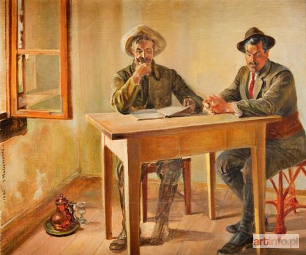 MALCZEWSKI Jacek | Mieczysław Gąsecki z przyjacielem siedzący przy stole, 1921 r.