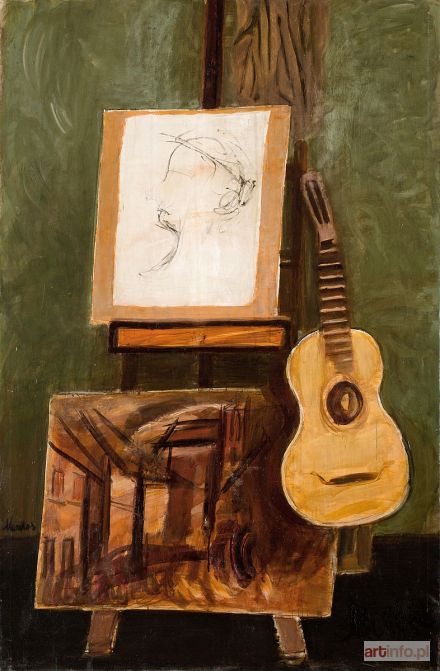 MENKES Zygmunt Józef (Sigmund, Sigmond) | MARTWA NATURA Z OBRAZAMI I GITARĄ, l.20. XX w.