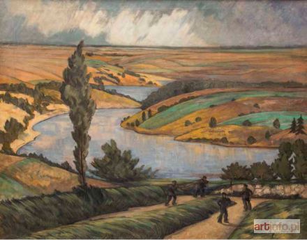 JACKOWSKI-NOSTITZ Henryk | Pejzaż bretoński z rybakami, przed 1940 r.