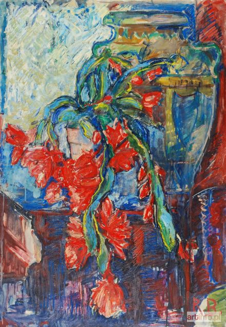 BILIŃSKI Roman | Czerwone kwiaty i waza [Cascata di fiori], 1961