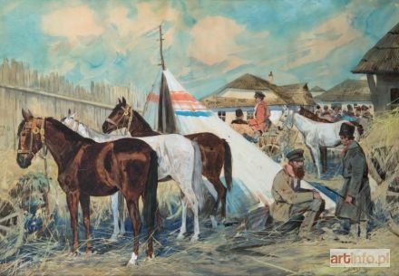 HOLZMÜLLER Juliusz | Marché des chevaux en Ukraine, 1919