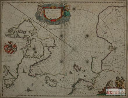 BLAEU Willem Guilielmus Janszoon | Mapa regionu Bieguna Północnego, ok. 1650