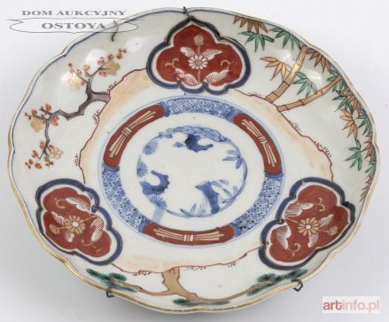 TALERZ, TRZEJ PRZYJACIELE ZIMY (sosna, śliwa, bambus), Chiny, XIX w.