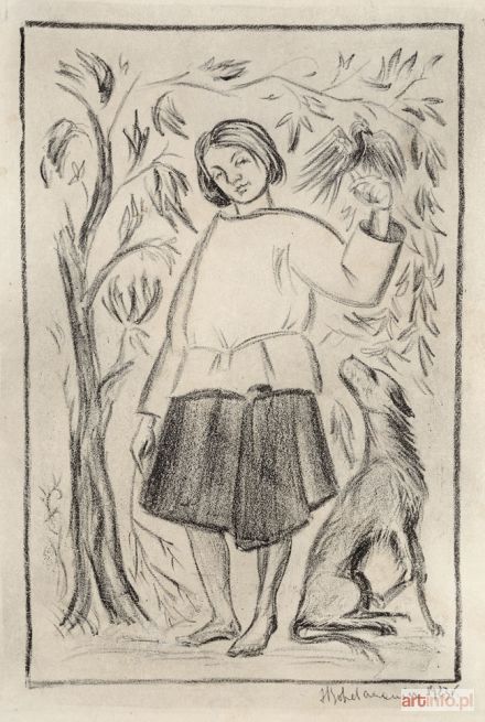 BOHDANOWICZ Julian | DZIEWCZYNA z SOKOŁEM i PSEM (WIEJSKA DIANA), 1923