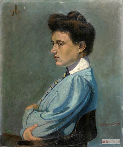 Malarz nieokreślony, polski | PORTRET KOBIETY W NIEBIESKIEJ BLUZCE, 1904 r.