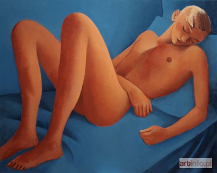 LEWANDOWSKI Juliusz (Juliusz MARTWY, pseud.) | Orange on blue nude, 2018