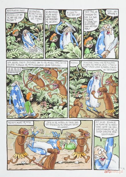 LEŚNIAK Tomasz Lew | Tymek i Mistrz - Wyprawa na koniec świata, plansza komiksowa nr 30A, około 2004 r.