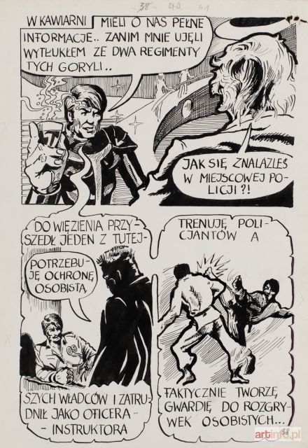 NOWAKOWSKI Andrzej Olaf | Noc sprawiedliwych pięści,  plansza komiksowa nr 38, 1982 r.