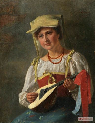 BREITENBACH-SCHMID Xawier Franz | PORTRET MŁODEJ WŁOSZKI Z MANDOLINĄ