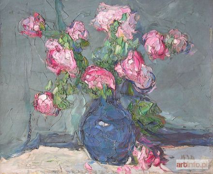 TERLIKOWSKI Włodzimierz | Bouquet de roses dans un vase bleu (1920)