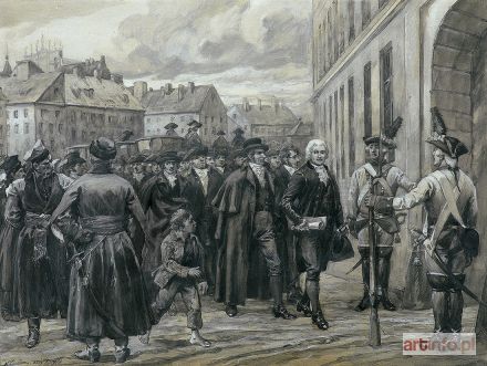 BAGIEŃSKI Stanisław | JAN DEKERT NA CZELE CZARNEJ PROCESJI PRZED ZAMKIEM W WARSZAWIE, 1914