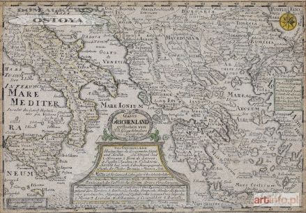 MAPA GRECJI, Johann Georg Schreibern, Lipsk, 1749