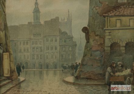 TRZCIŃSKI Mieczysław | Widok z ul. Nowomiejskiej na Stary Rynek w Warszawie, 1944 r