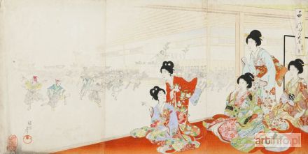 CHIKANOBU Toyohara | Kompozycja z cyklu Chiyoda - no Ooku ( Damy z pałacu Chiyoda ), 1895-96