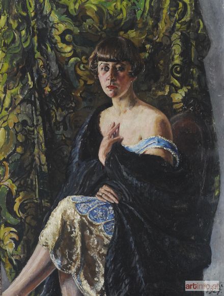 GILEWSKI Stanisław | Portret kobiety na tle kotary, 1927