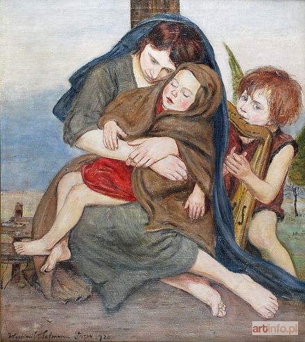 HOFMAN Wlastimil | Macierzyństwo - Madonna z Dzieciątkiem i muzykującym aniołkiem, 1920