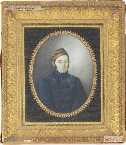 MINIATURA, MĘŻCZYZNA W NIEBIESKIEJ CZAMARZE, Polska, ok. 1825
