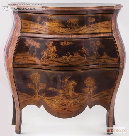 KOMODA ZE SCENAMI MYŚLIWSKIMI, Włochy, k. XIX w.
