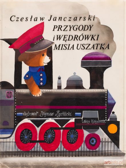 RYCHLICKI Zbigniew | Przygody i wędrówki Misia Uszatka - okładka do książki Czesława Janczarskiego, 1960 r.