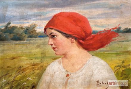 ŻELECHOWSKI Kasper | DZIEWCZYNA W CZERWONEJ CHUŚCIE NA TLE PEJZAŻU