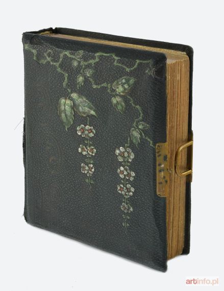 Album secesyjny do zdjęć typu carte visite i portretowych, z malowaną dekoracja kwiatową