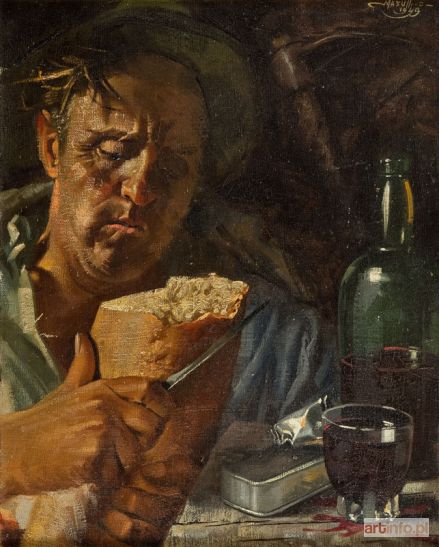 MASUTTI Carlo | Mężczyzna z bochnem chleba, 1949 r.