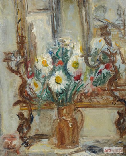 DOBRINSKY Isaac | BOUQUET DANS UN POT DE GRES SUR LA CHEMINEE, CIRCA 1950